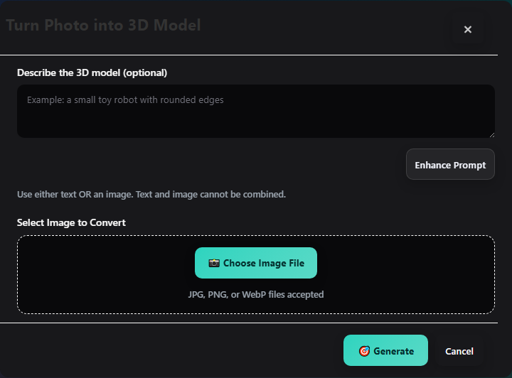 Photo to 3D screen in RI